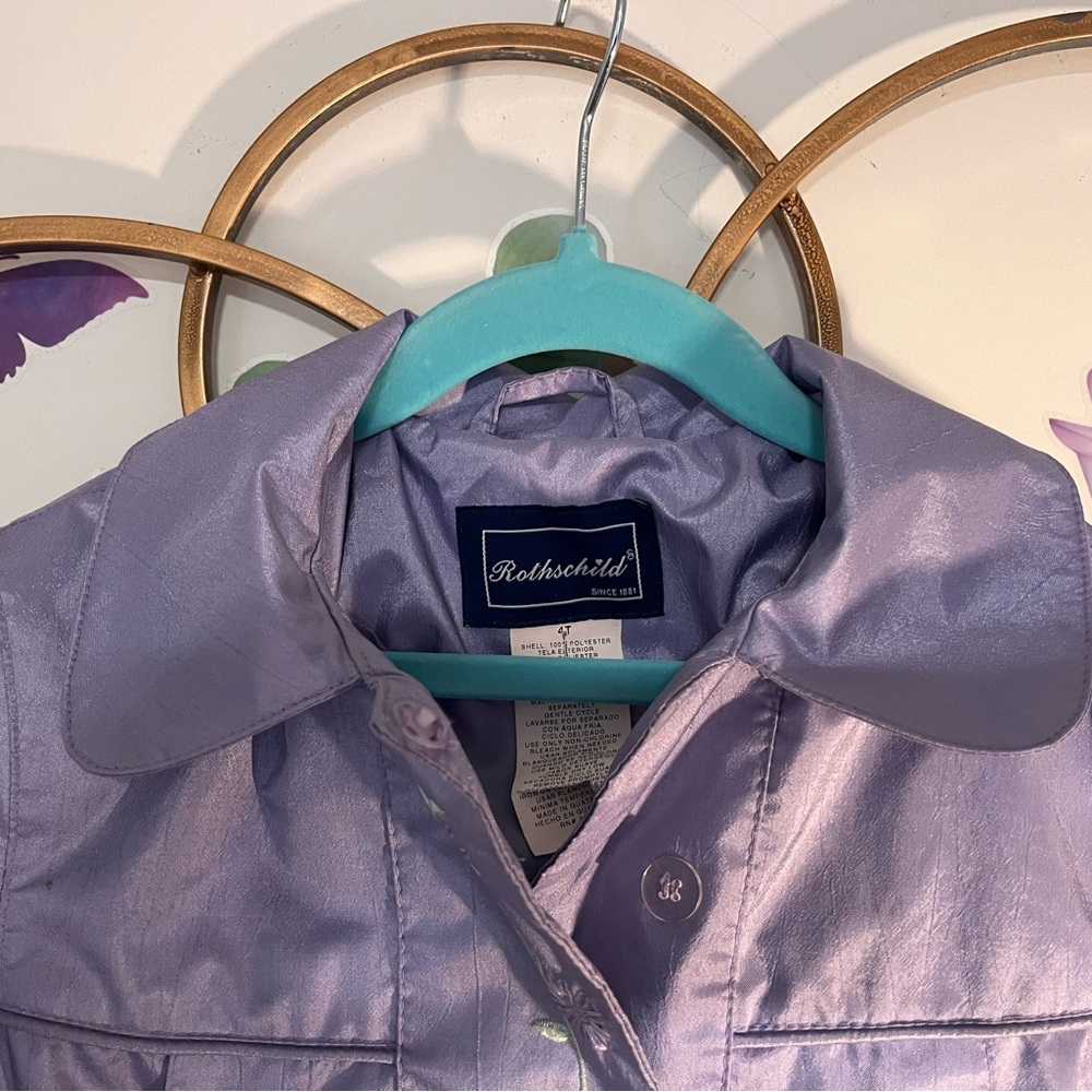 Lavender Embroidered Little. 100% polyester Shell & lining. - Picture 5 of 10